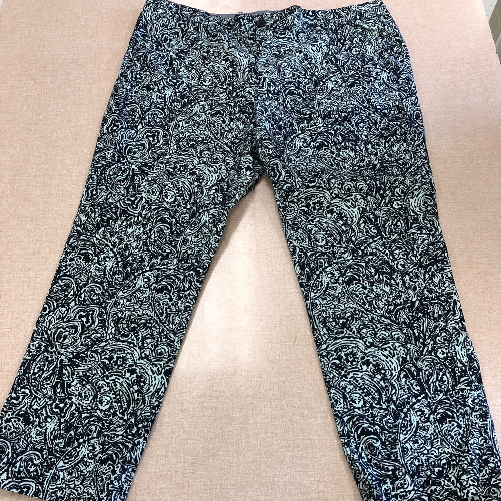 Hampton fit paisley cropped ankle pants black 14